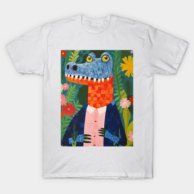 Crocodile and flowers T-Shirt by Geek Culture